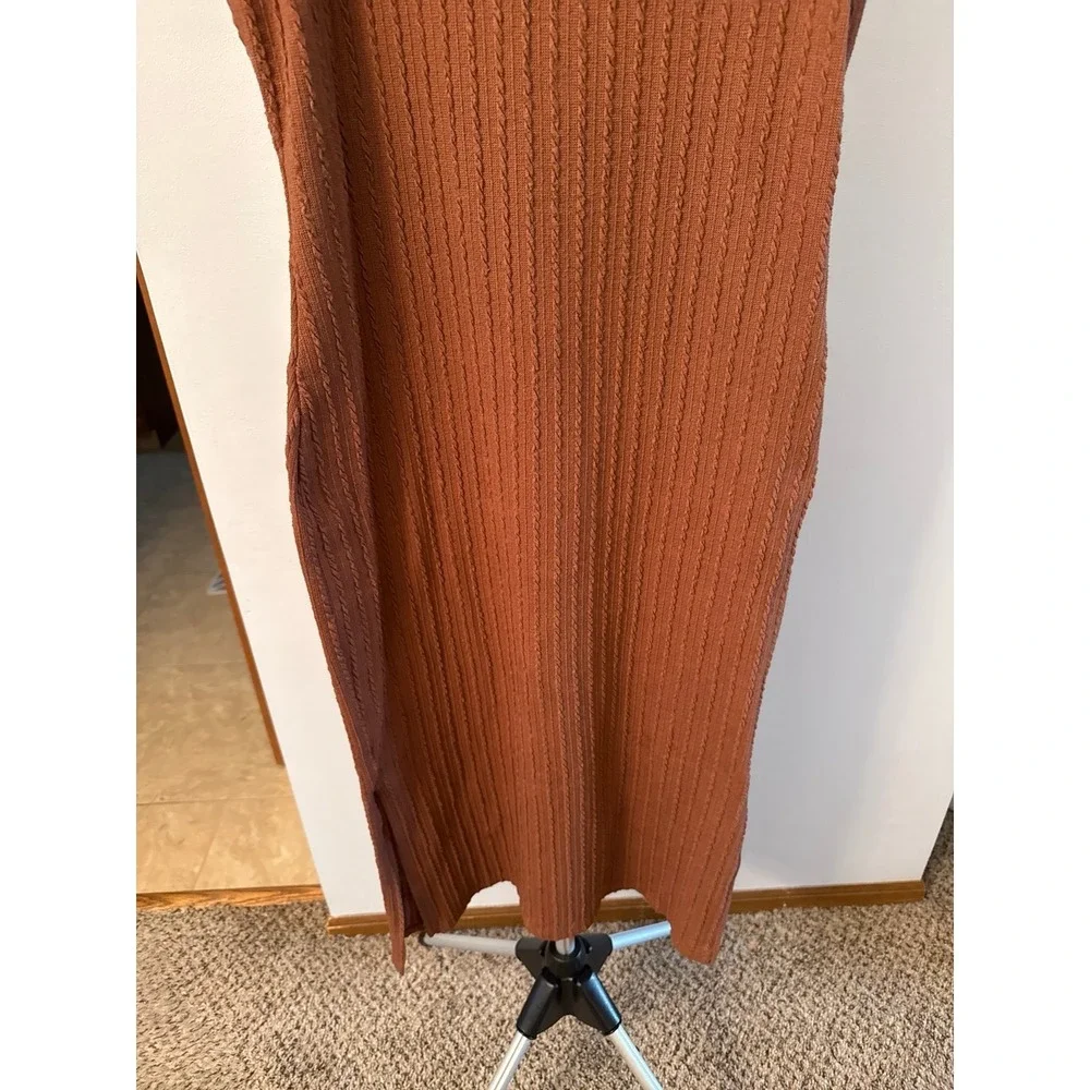 Ekouaer Women's‎ Brown Rib Knit Maternity Dress Size Small